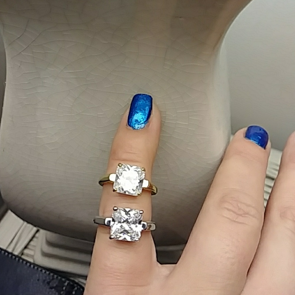 SILVER or Gold  2 CTW princess ring  sim diamond - Picture 5 of 7